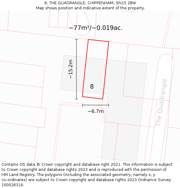 8, THE QUADRANGLE, CHIPPENHAM, SN15 2BW: Plot and title map