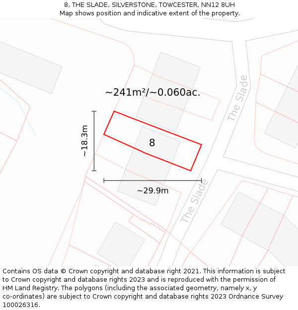 8, THE SLADE, SILVERSTONE, TOWCESTER, NN12 8UH: Plot and title map