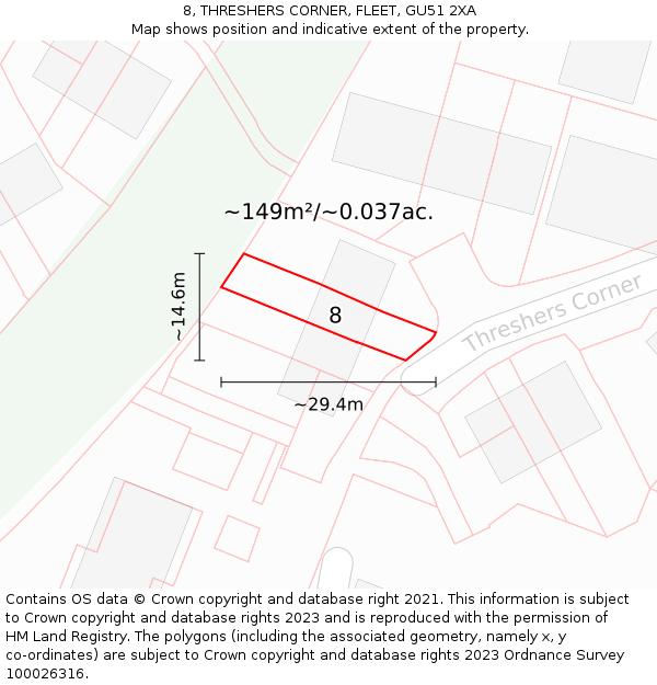 8, THRESHERS CORNER, FLEET, GU51 2XA: Plot and title map