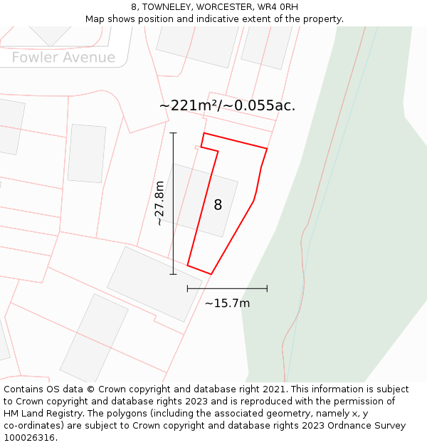 8, TOWNELEY, WORCESTER, WR4 0RH: Plot and title map