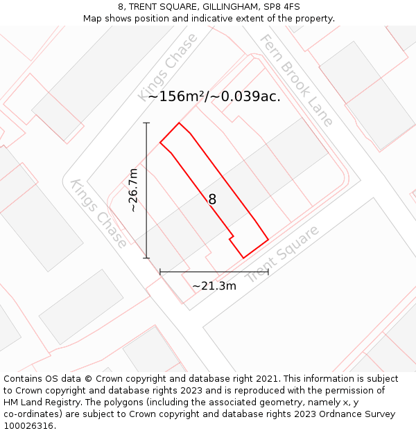 8, TRENT SQUARE, GILLINGHAM, SP8 4FS: Plot and title map