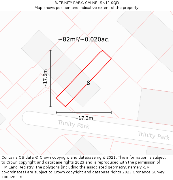 8, TRINITY PARK, CALNE, SN11 0QD: Plot and title map