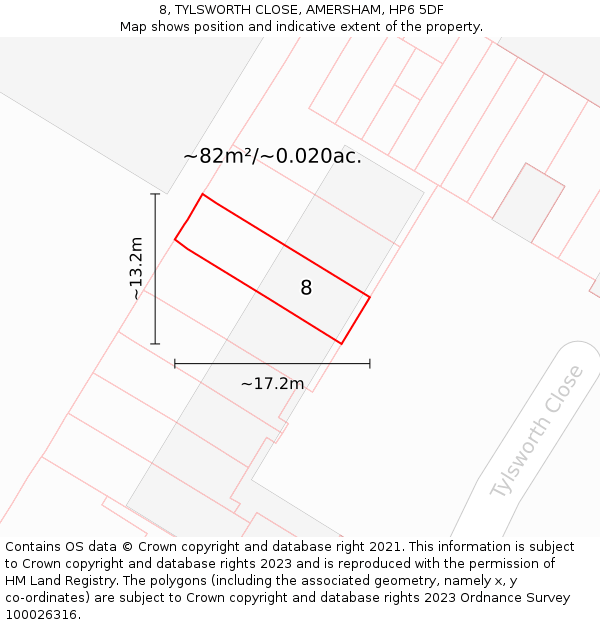8, TYLSWORTH CLOSE, AMERSHAM, HP6 5DF: Plot and title map