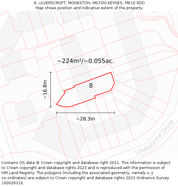 8, ULVERSCROFT, MONKSTON, MILTON KEYNES, MK10 9DD: Plot and title map