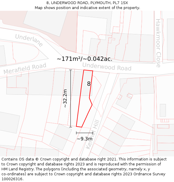 8, UNDERWOOD ROAD, PLYMOUTH, PL7 1SX: Plot and title map