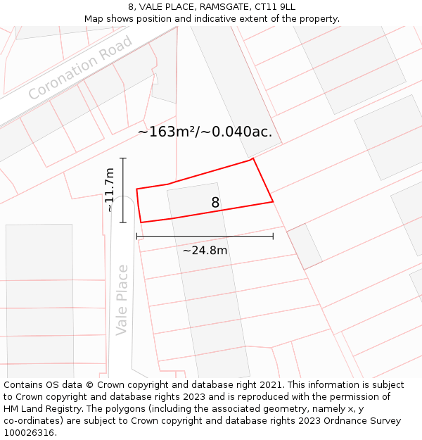 8, VALE PLACE, RAMSGATE, CT11 9LL: Plot and title map