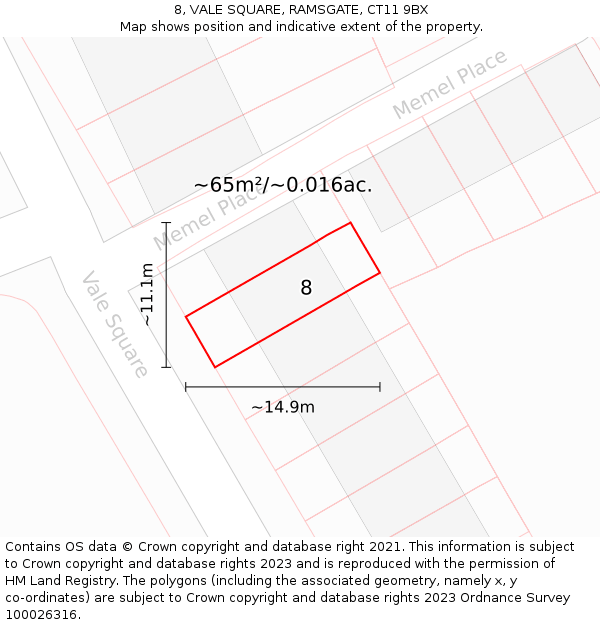 8, VALE SQUARE, RAMSGATE, CT11 9BX: Plot and title map