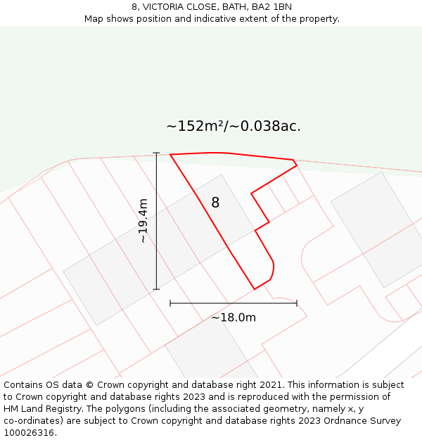 8, VICTORIA CLOSE, BATH, BA2 1BN: Plot and title map