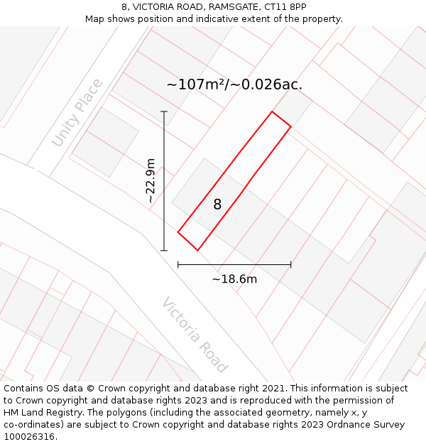 8, VICTORIA ROAD, RAMSGATE, CT11 8PP: Plot and title map