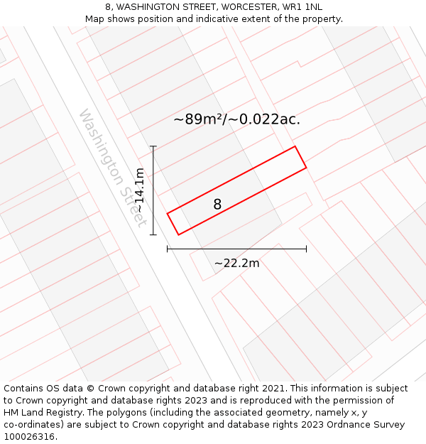 8, WASHINGTON STREET, WORCESTER, WR1 1NL: Plot and title map