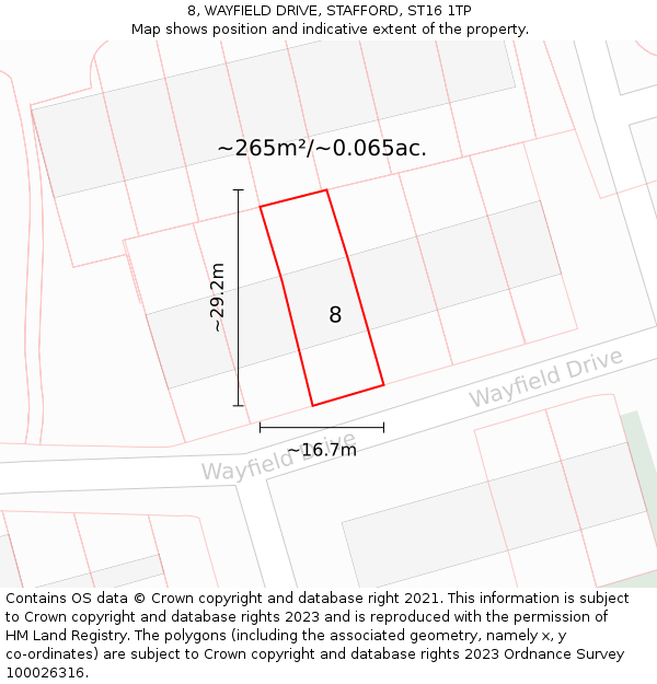 8, WAYFIELD DRIVE, STAFFORD, ST16 1TP: Plot and title map