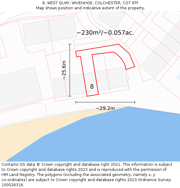 8, WEST QUAY, WIVENHOE, COLCHESTER, CO7 9TF: Plot and title map