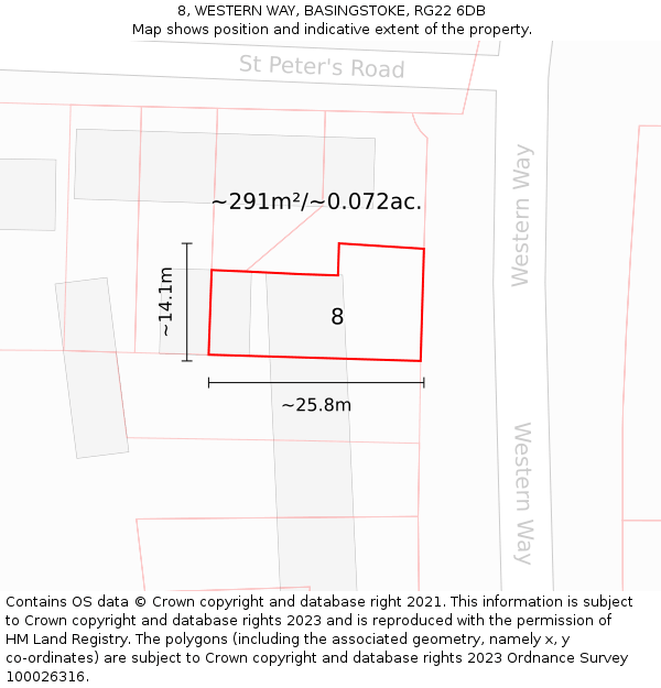 8, WESTERN WAY, BASINGSTOKE, RG22 6DB: Plot and title map