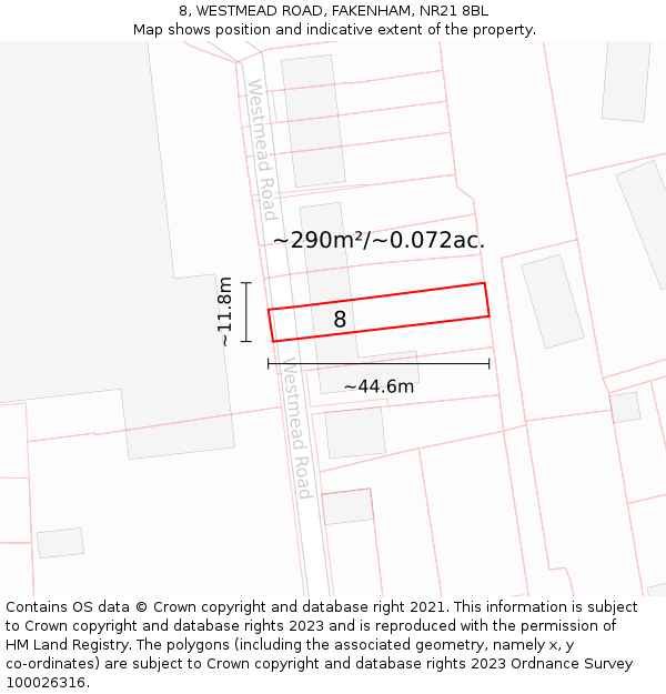 8, WESTMEAD ROAD, FAKENHAM, NR21 8BL: Plot and title map