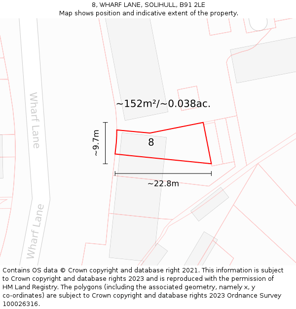 8, WHARF LANE, SOLIHULL, B91 2LE: Plot and title map