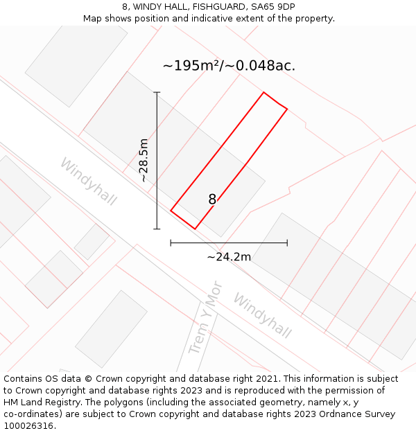 8, WINDY HALL, FISHGUARD, SA65 9DP: Plot and title map