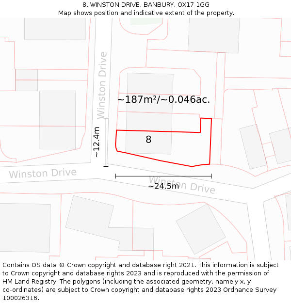 8, WINSTON DRIVE, BANBURY, OX17 1GG: Plot and title map