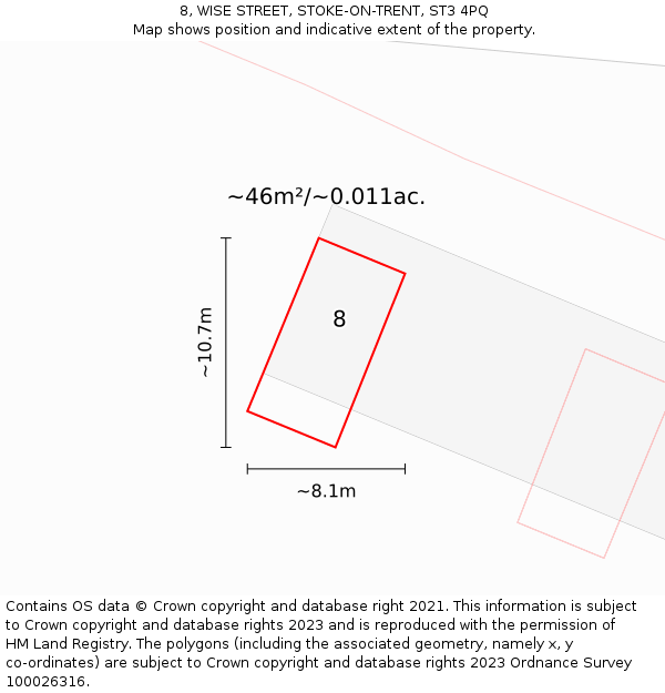 8, WISE STREET, STOKE-ON-TRENT, ST3 4PQ: Plot and title map