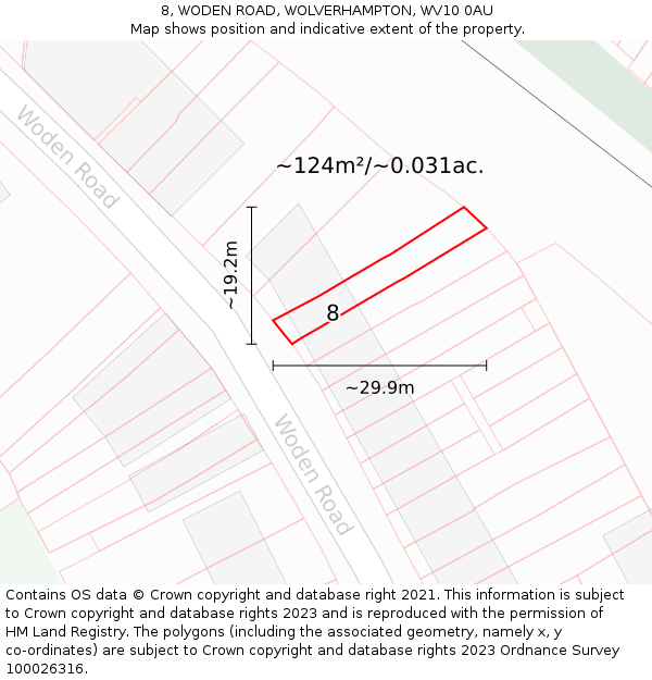 8, WODEN ROAD, WOLVERHAMPTON, WV10 0AU: Plot and title map