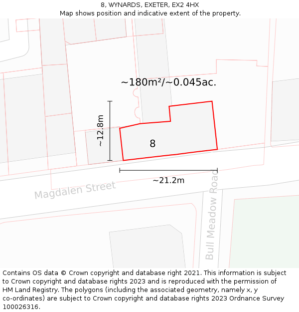 8, WYNARDS, EXETER, EX2 4HX: Plot and title map