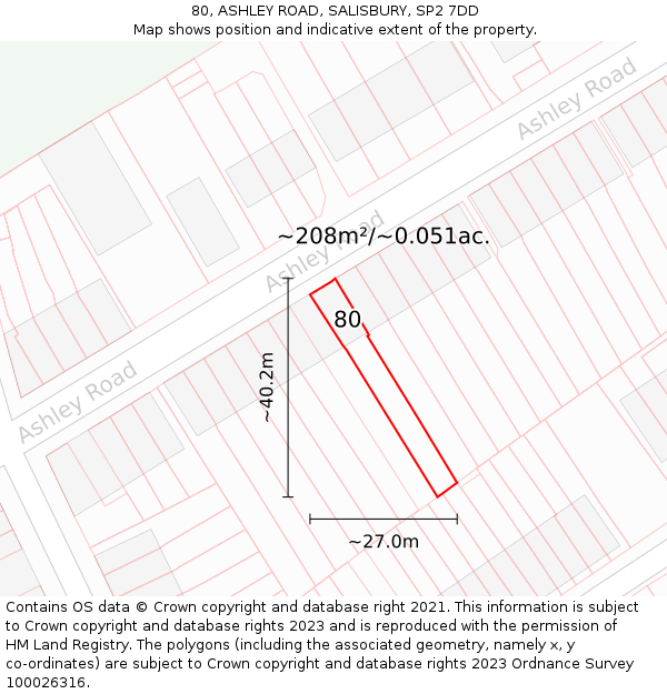 80, ASHLEY ROAD, SALISBURY, SP2 7DD: Plot and title map