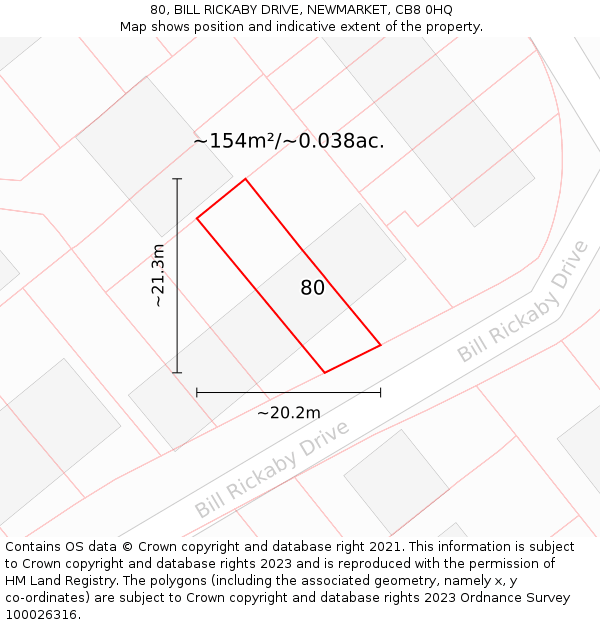 80, BILL RICKABY DRIVE, NEWMARKET, CB8 0HQ: Plot and title map
