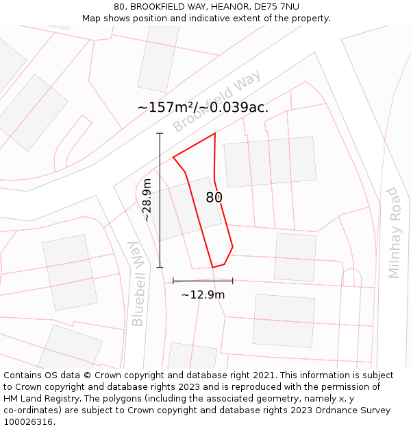 80, BROOKFIELD WAY, HEANOR, DE75 7NU: Plot and title map