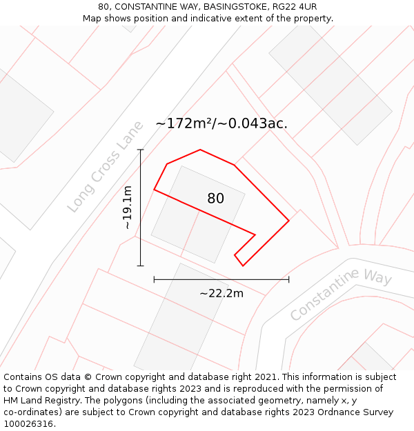 80, CONSTANTINE WAY, BASINGSTOKE, RG22 4UR: Plot and title map