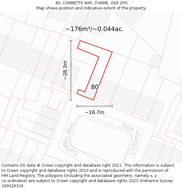 80, CORBETTS WAY, THAME, OX9 2FN: Plot and title map