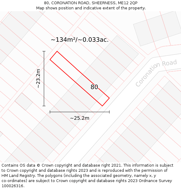 80, CORONATION ROAD, SHEERNESS, ME12 2QP: Plot and title map