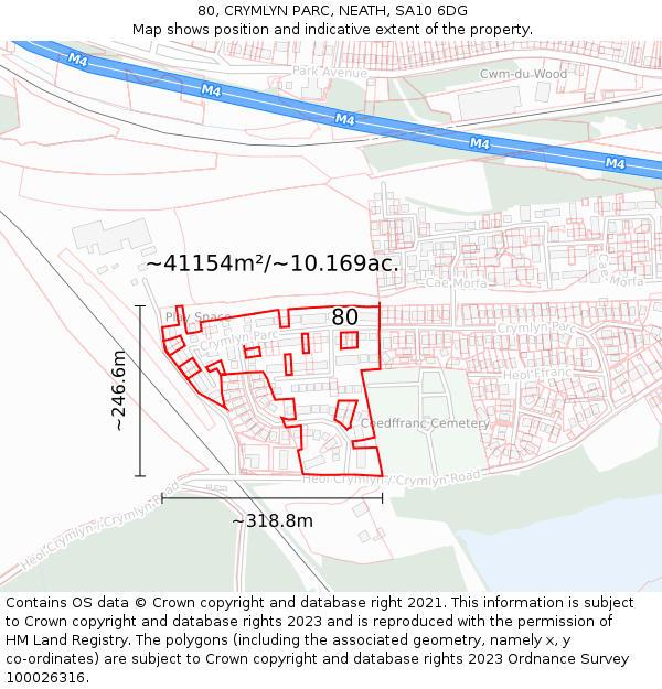 80, CRYMLYN PARC, NEATH, SA10 6DG: Plot and title map