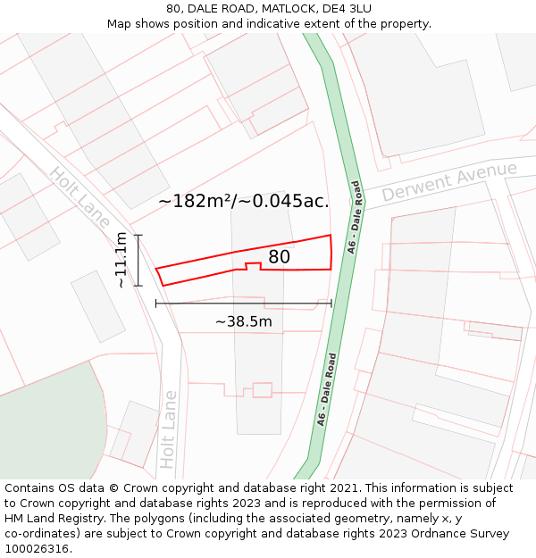 80, DALE ROAD, MATLOCK, DE4 3LU: Plot and title map