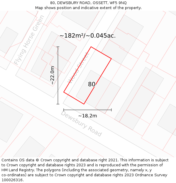 80, DEWSBURY ROAD, OSSETT, WF5 9NQ: Plot and title map