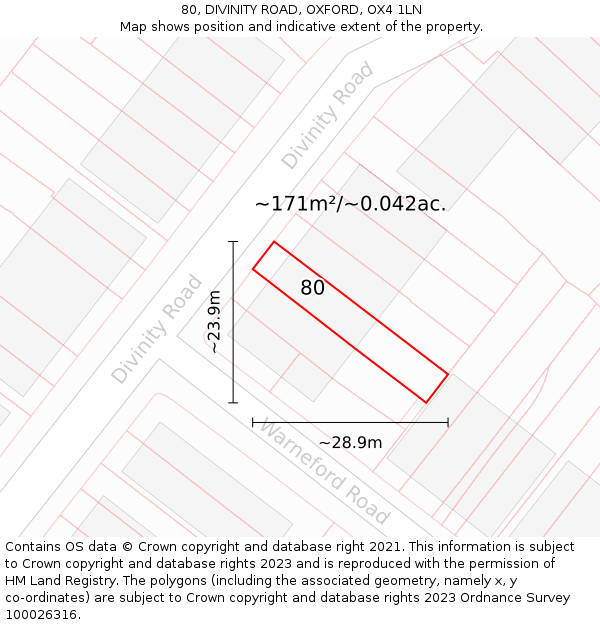 80, DIVINITY ROAD, OXFORD, OX4 1LN: Plot and title map
