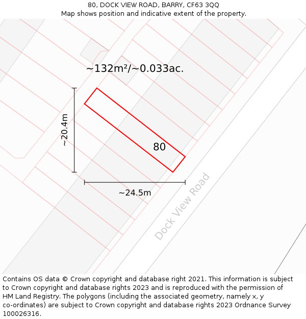 80, DOCK VIEW ROAD, BARRY, CF63 3QQ: Plot and title map