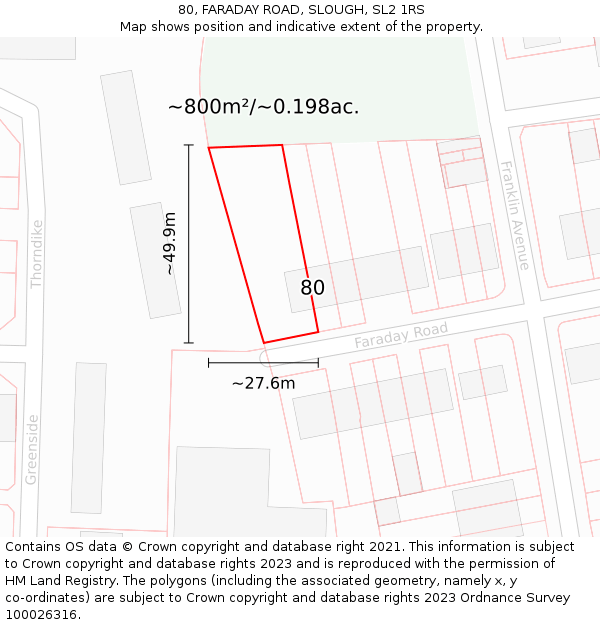 80, FARADAY ROAD, SLOUGH, SL2 1RS: Plot and title map
