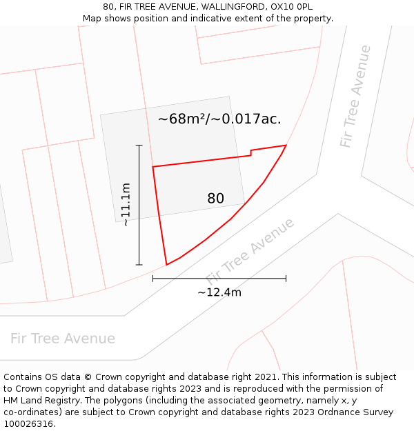 80, FIR TREE AVENUE, WALLINGFORD, OX10 0PL: Plot and title map