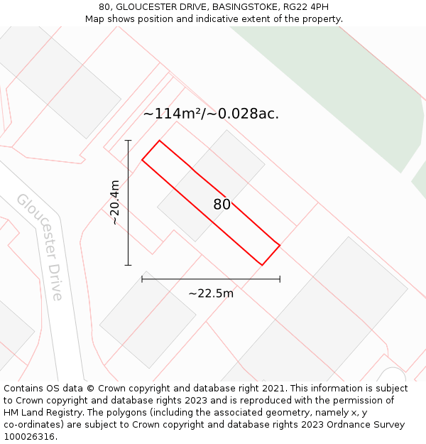 80, GLOUCESTER DRIVE, BASINGSTOKE, RG22 4PH: Plot and title map