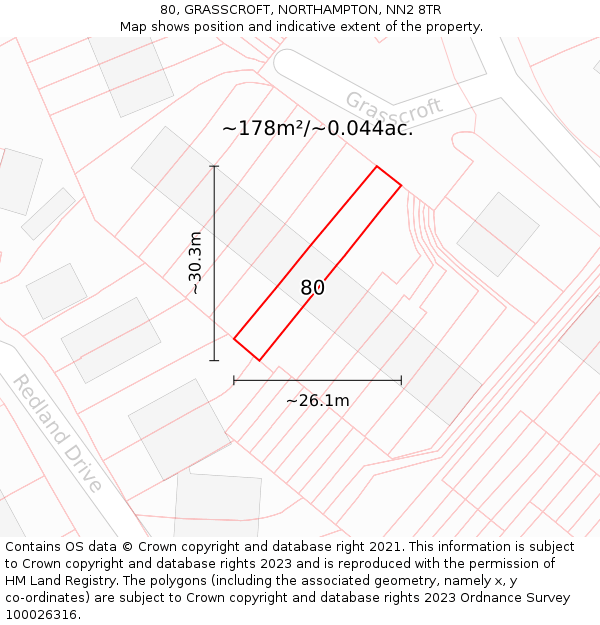 80, GRASSCROFT, NORTHAMPTON, NN2 8TR: Plot and title map