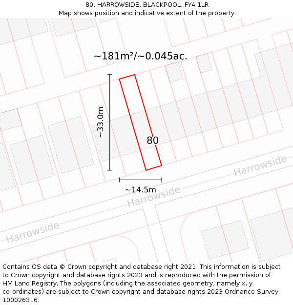 80, HARROWSIDE, BLACKPOOL, FY4 1LR: Plot and title map