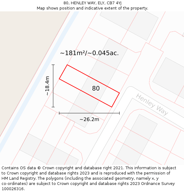80, HENLEY WAY, ELY, CB7 4YJ: Plot and title map