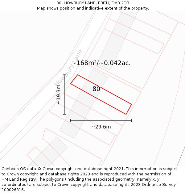 80, HOWBURY LANE, ERITH, DA8 2DR: Plot and title map