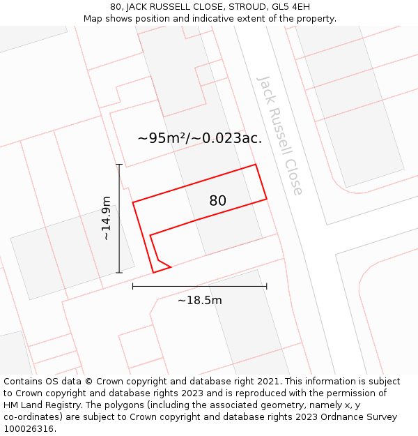 80, JACK RUSSELL CLOSE, STROUD, GL5 4EH: Plot and title map