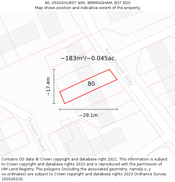 80, KINGSHURST WAY, BIRMINGHAM, B37 6DX: Plot and title map