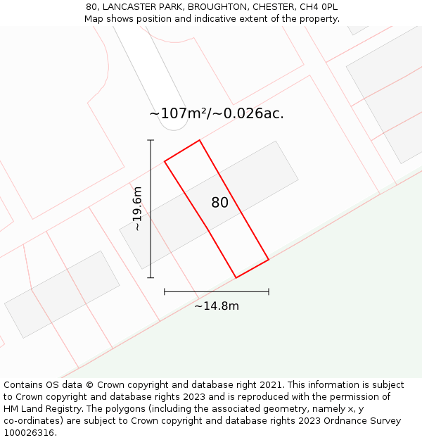 80, LANCASTER PARK, BROUGHTON, CHESTER, CH4 0PL: Plot and title map