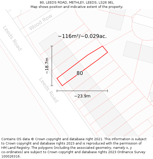 80, LEEDS ROAD, METHLEY, LEEDS, LS26 9EL: Plot and title map