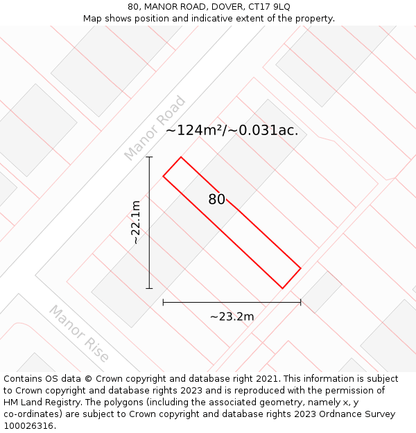 80, MANOR ROAD, DOVER, CT17 9LQ: Plot and title map