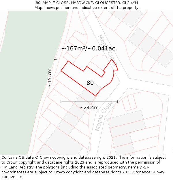 80, MAPLE CLOSE, HARDWICKE, GLOUCESTER, GL2 4YH: Plot and title map