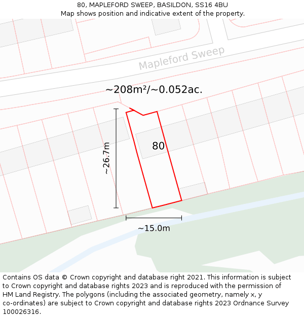 80, MAPLEFORD SWEEP, BASILDON, SS16 4BU: Plot and title map