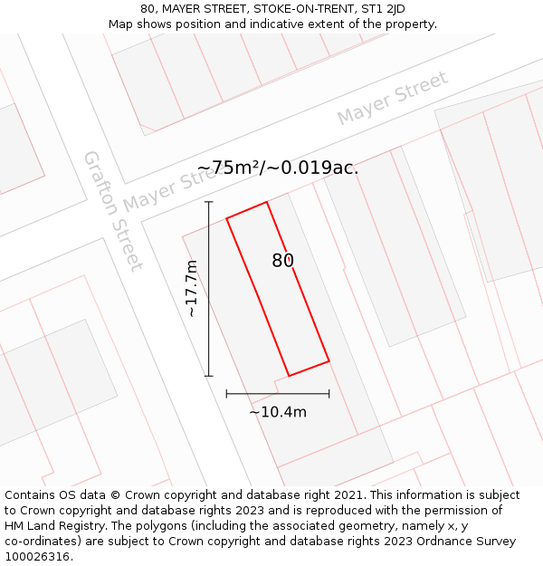 80, MAYER STREET, STOKE-ON-TRENT, ST1 2JD: Plot and title map